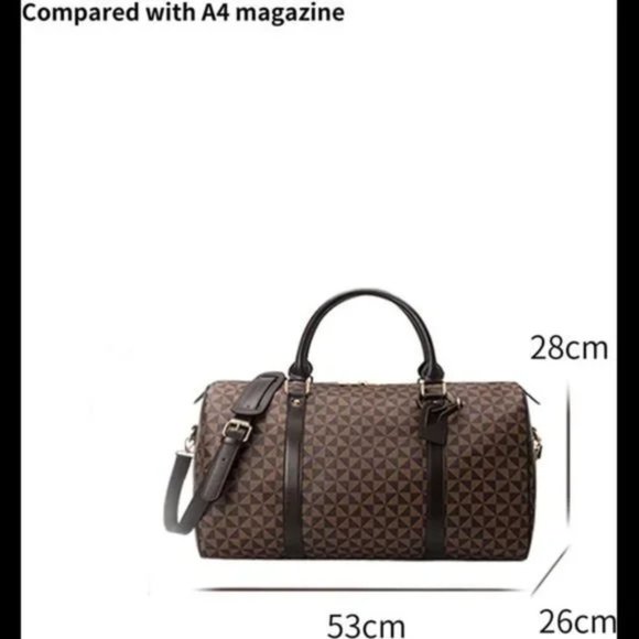 Men's Travel Duffel Bag Leather Large Capacity Weekend Luggage Tote Bag - Picture 4 of 8